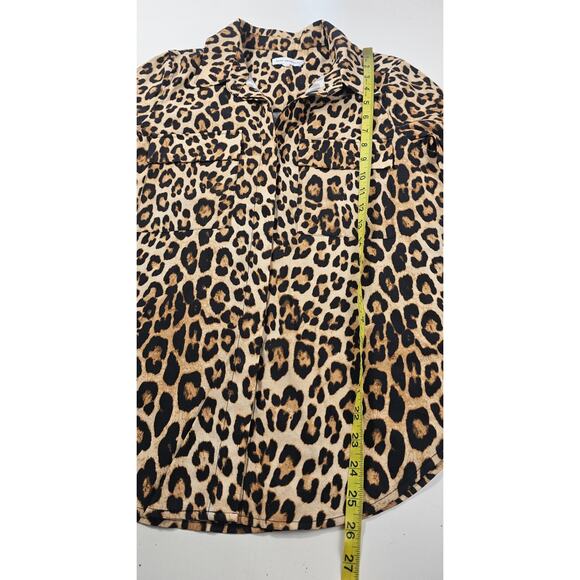 Good American size 1 (S) flap pocket leapord print button up long sleeve top EUC - Picture 8 of 9
